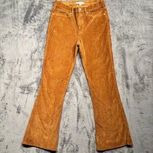 Lucky Brand Stevie High Rise Flare Corduroy Pants Women's 10/30 Brown Boho